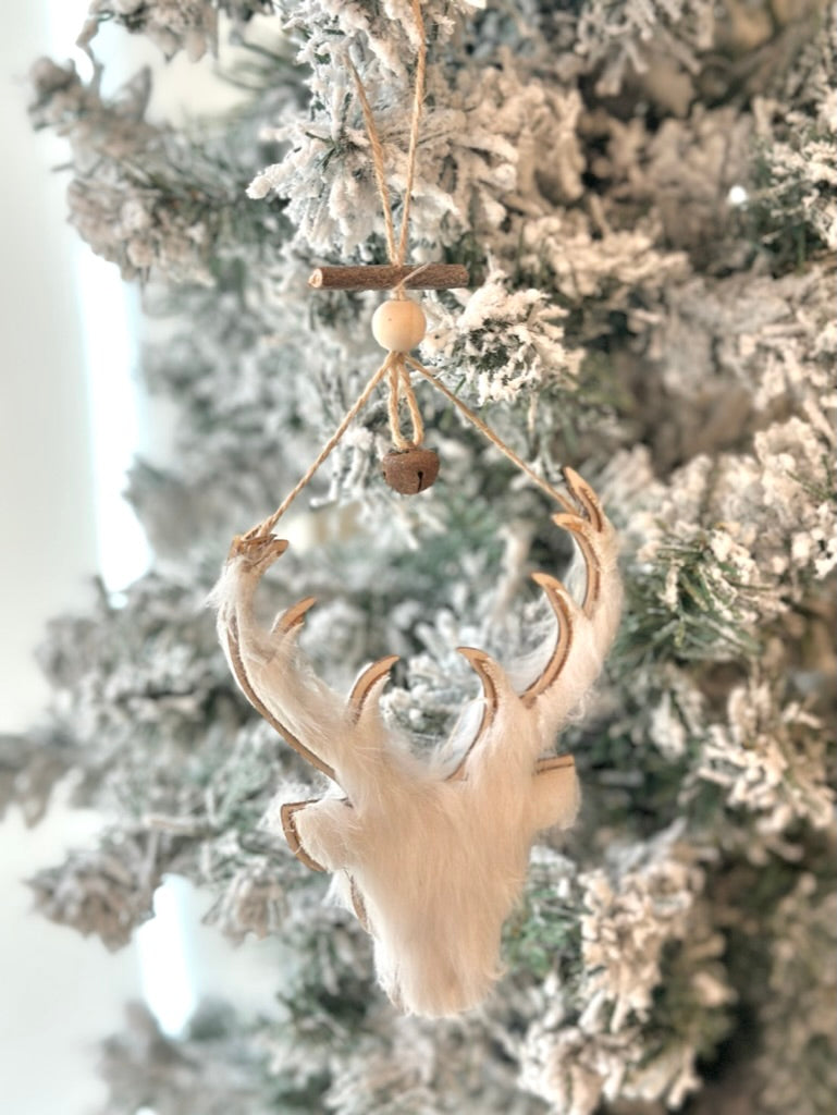 Fluffy Wood Reindeer Ornament