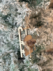 Mini Wood Sleigh Ornament